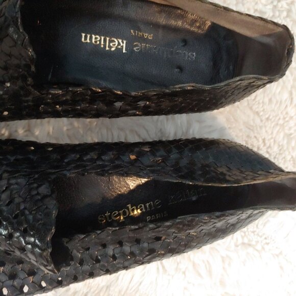 Stephane Kelian Womens Black Woven Leather Slip-on Loafer UK 7 /US 9 - Picture 4 of 9